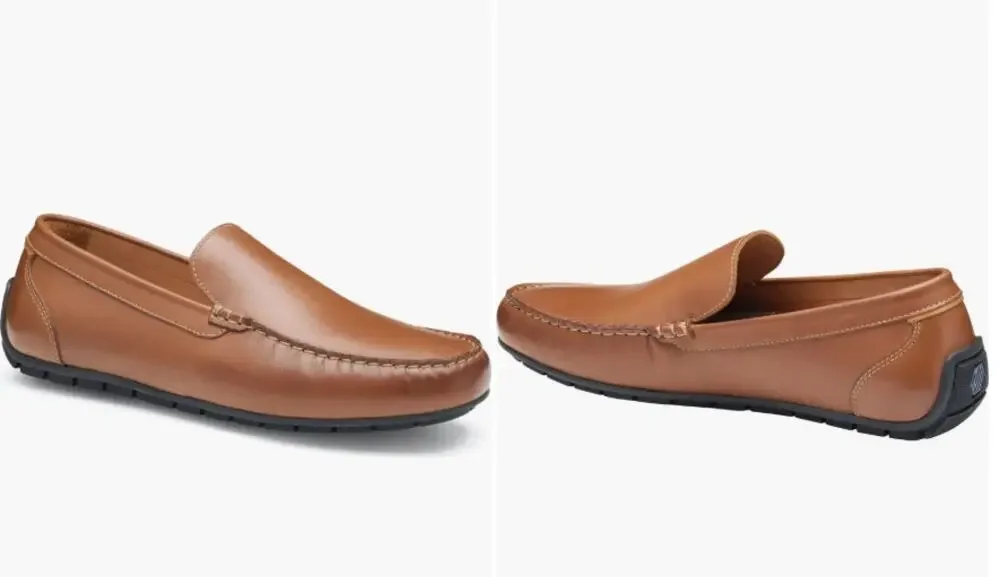 Johnston & Murphy Shoes Mens Size 12 Brown Beck Venetian Leather Loafers Slip On